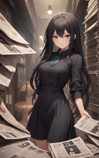 好看长发黑色裙子女孩动漫美女壁纸