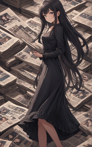 好看长发黑色裙子女孩动漫美女壁纸