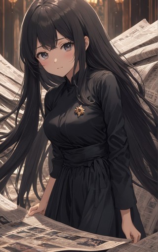 好看长发黑色裙子女孩动漫美女壁纸